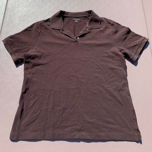 Lands’ End women’s cotton polo, chocolate brown, S